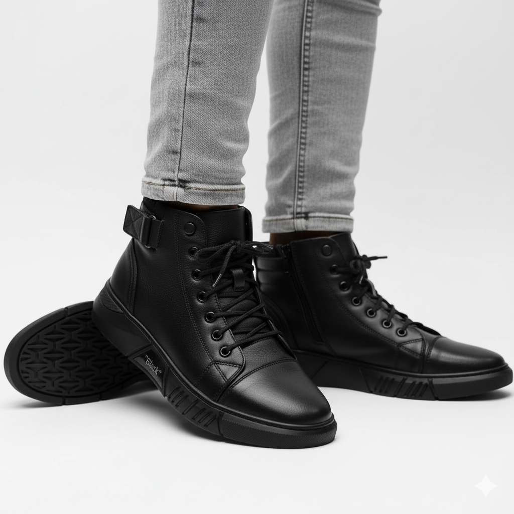 حذاء رجالي أسود فاخر – أناقة، راحة، وثقة في كل خطوة