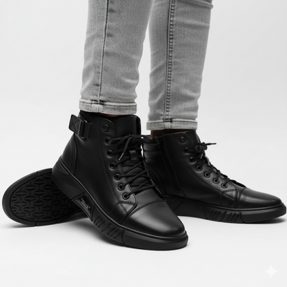 حذاء رجالي أسود فاخر – أناقة، راحة، وثقة في كل خطوة