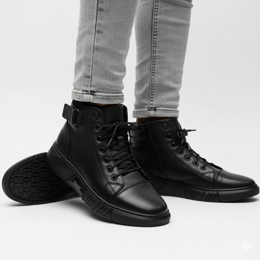 حذاء رجالي أسود فاخر – أناقة، راحة، وثقة في كل خطوة